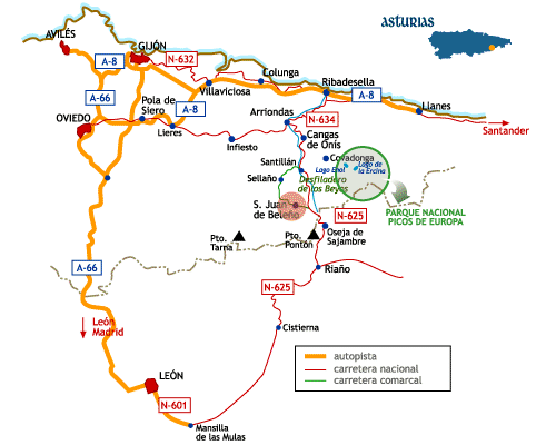 imagen de situación dle concejo de ponga asturias